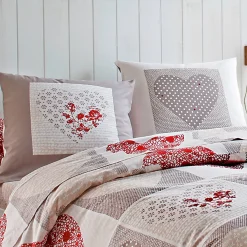 Bedlinnen Lovely in flanel met hartjesprint