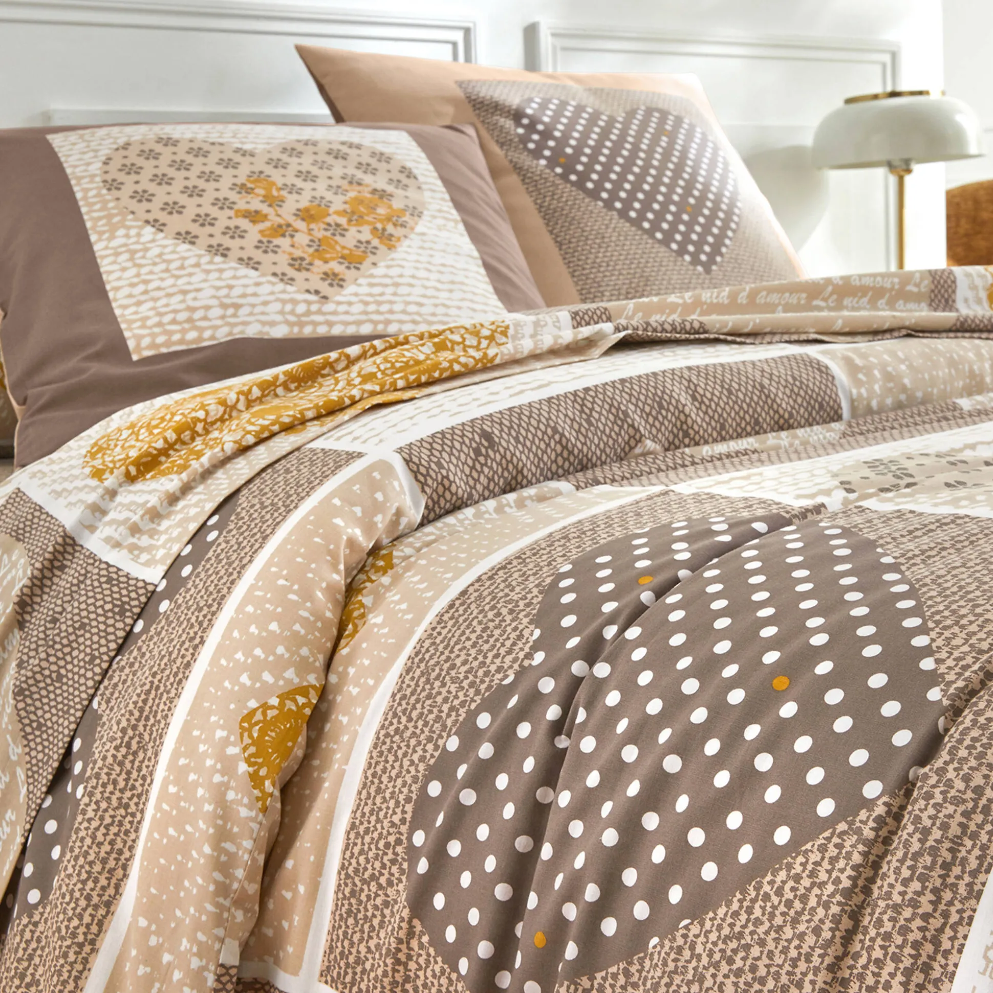 Bedlinnen Lovely in flanel met hartjesprint