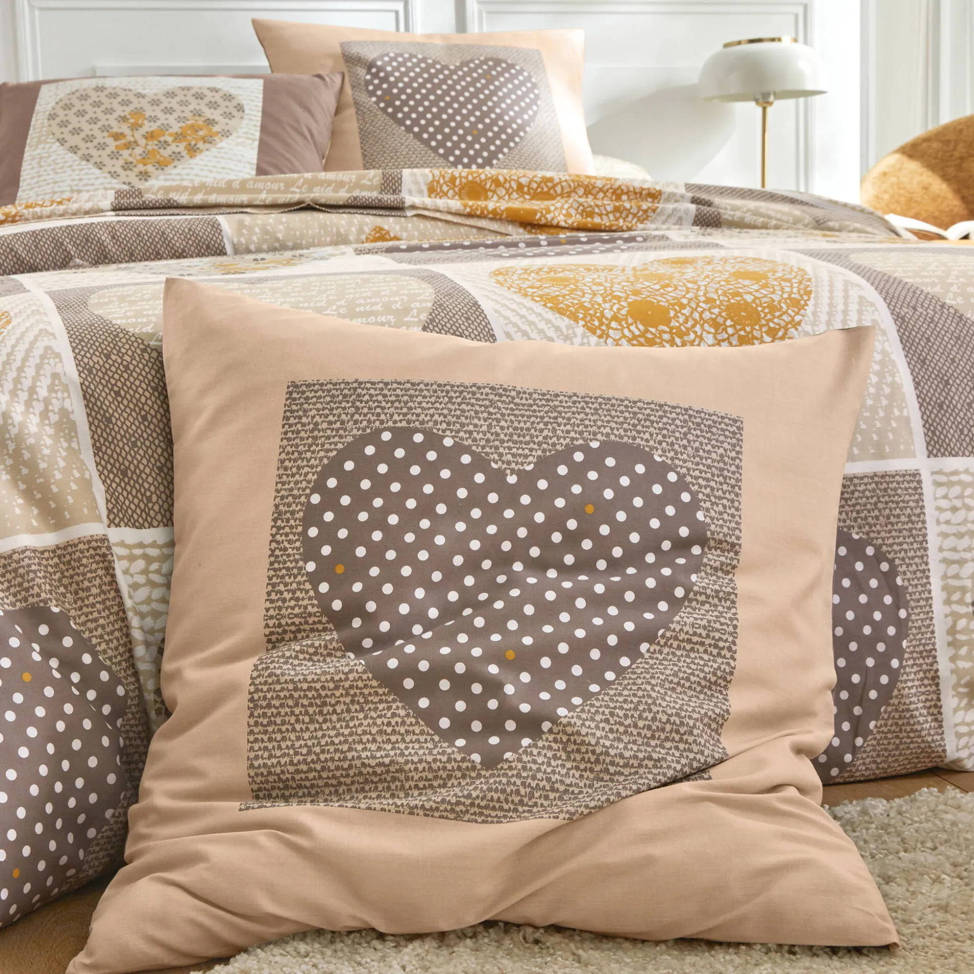 Bedlinnen Lovely in flanel met hartjesprint