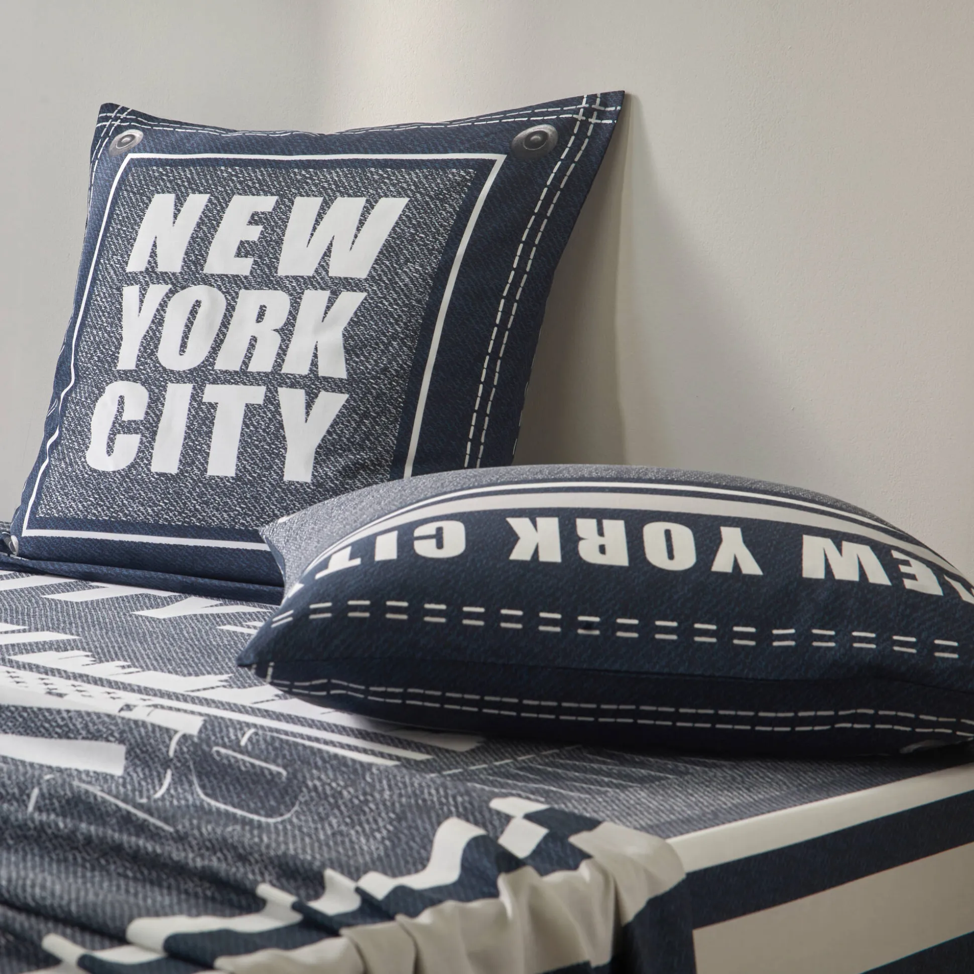 Bedlinnen Manhattan, in bedrukt polykatoen met New York print