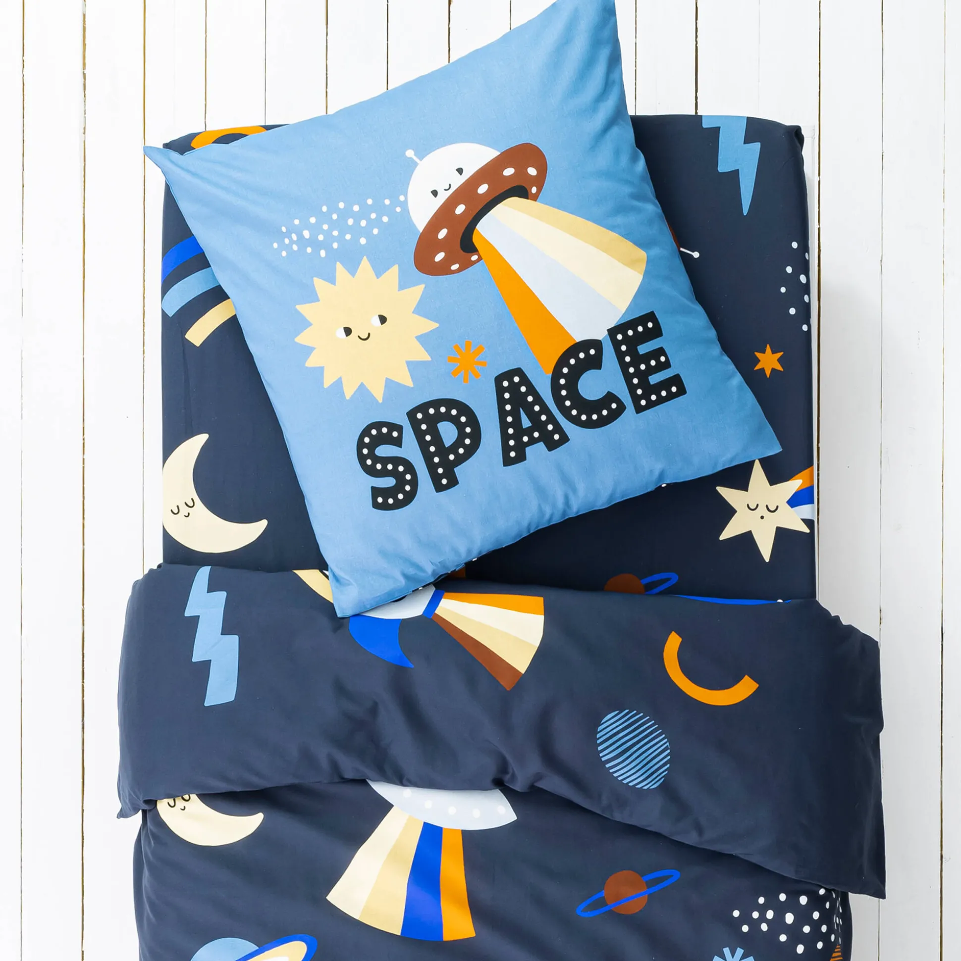 Bedlinnen voor kids, Galaxy met kattenprint, 1 persoon - katoen