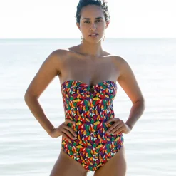 Bedrukt badpak met bustier, Toboki - verwijderbare bandjes