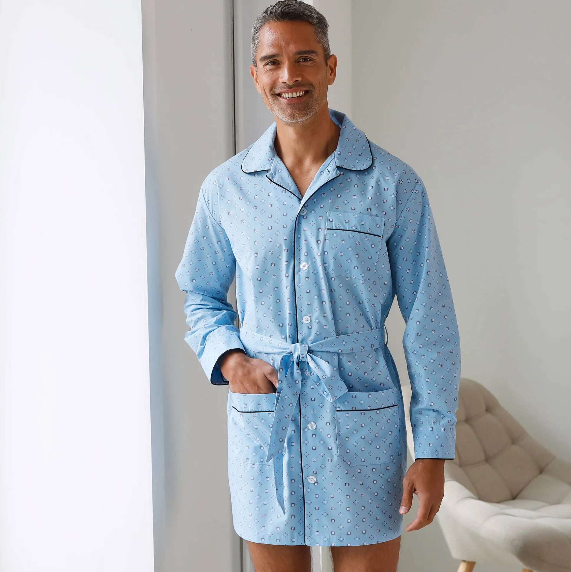 Bedrukt pyjamajasje - popeline van polykatoen