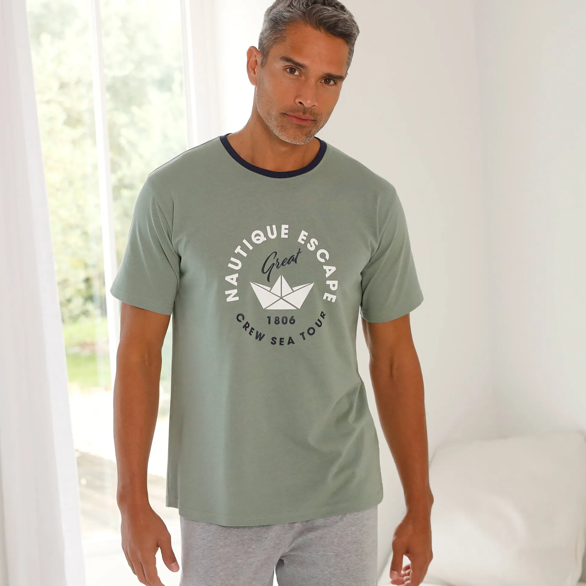 Bedrukt pyjamashirt met korte mouwen