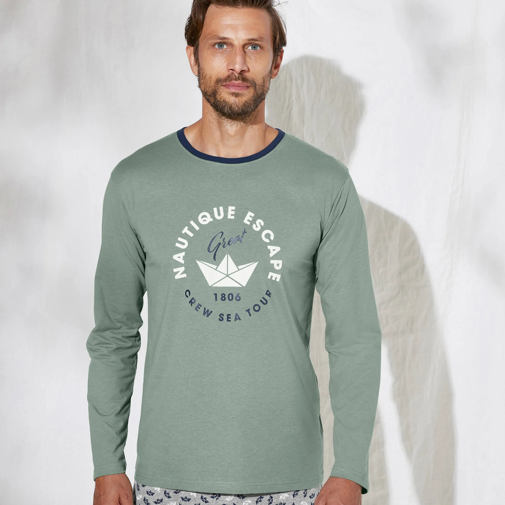 Bedrukt pyjamashirt met lange mouwen