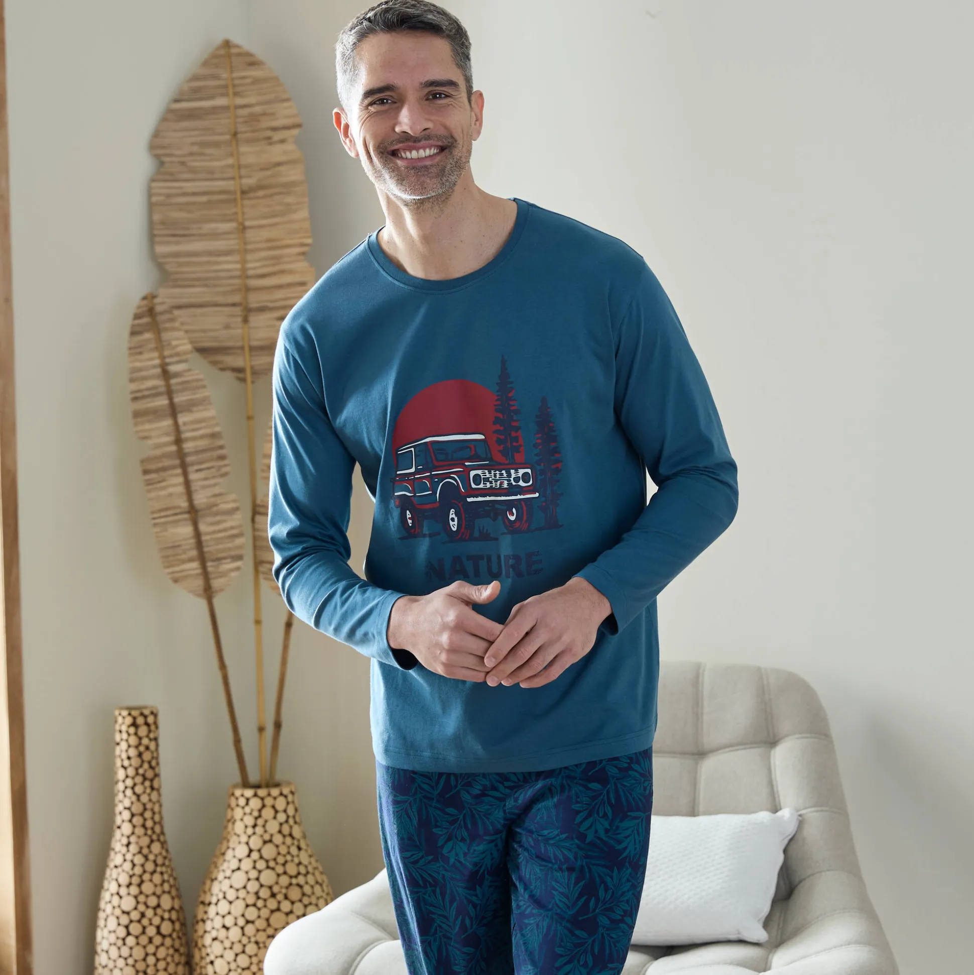 Bedrukt pyjamashirt met lange mouwen