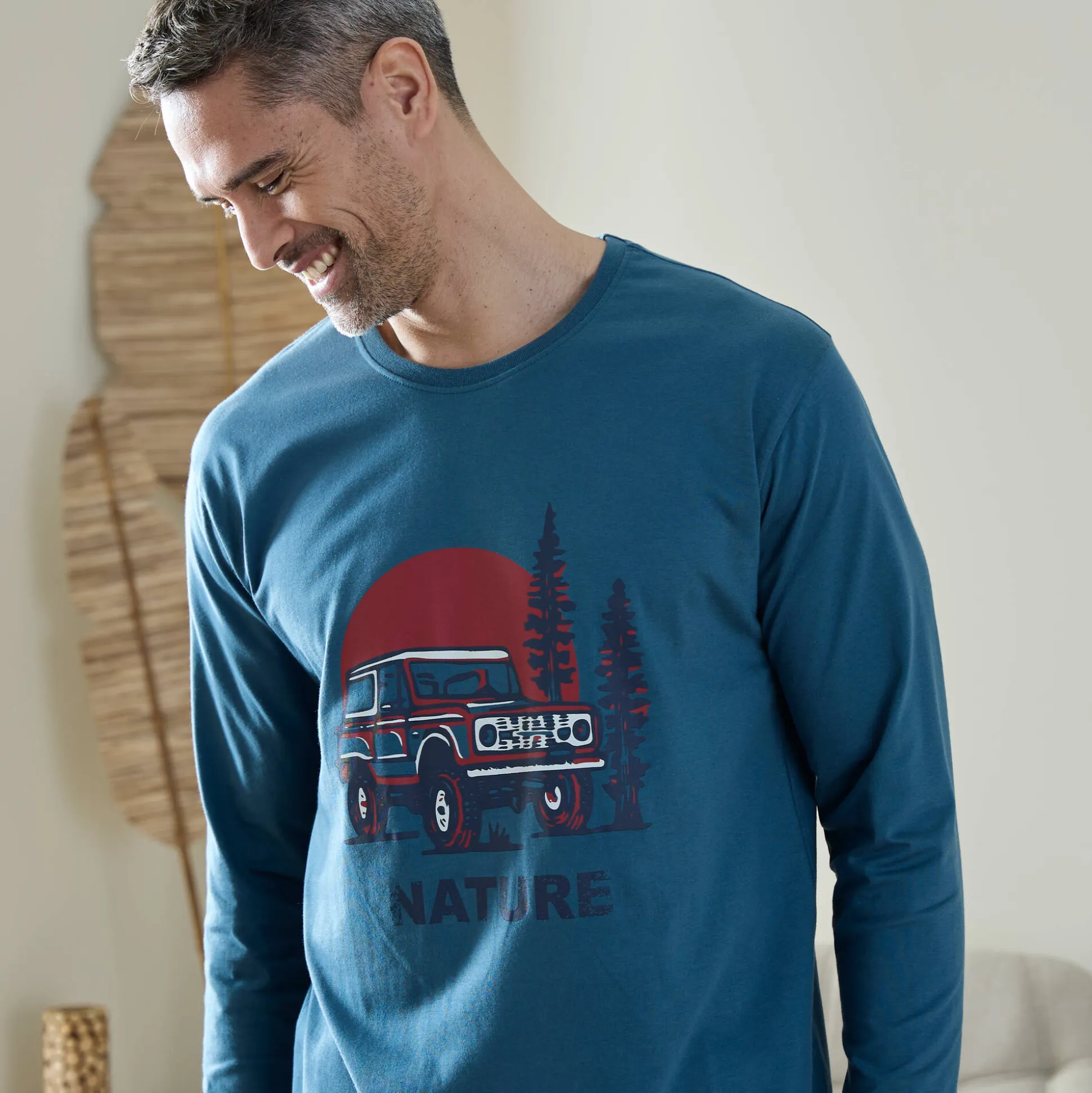 Bedrukt pyjamashirt met lange mouwen