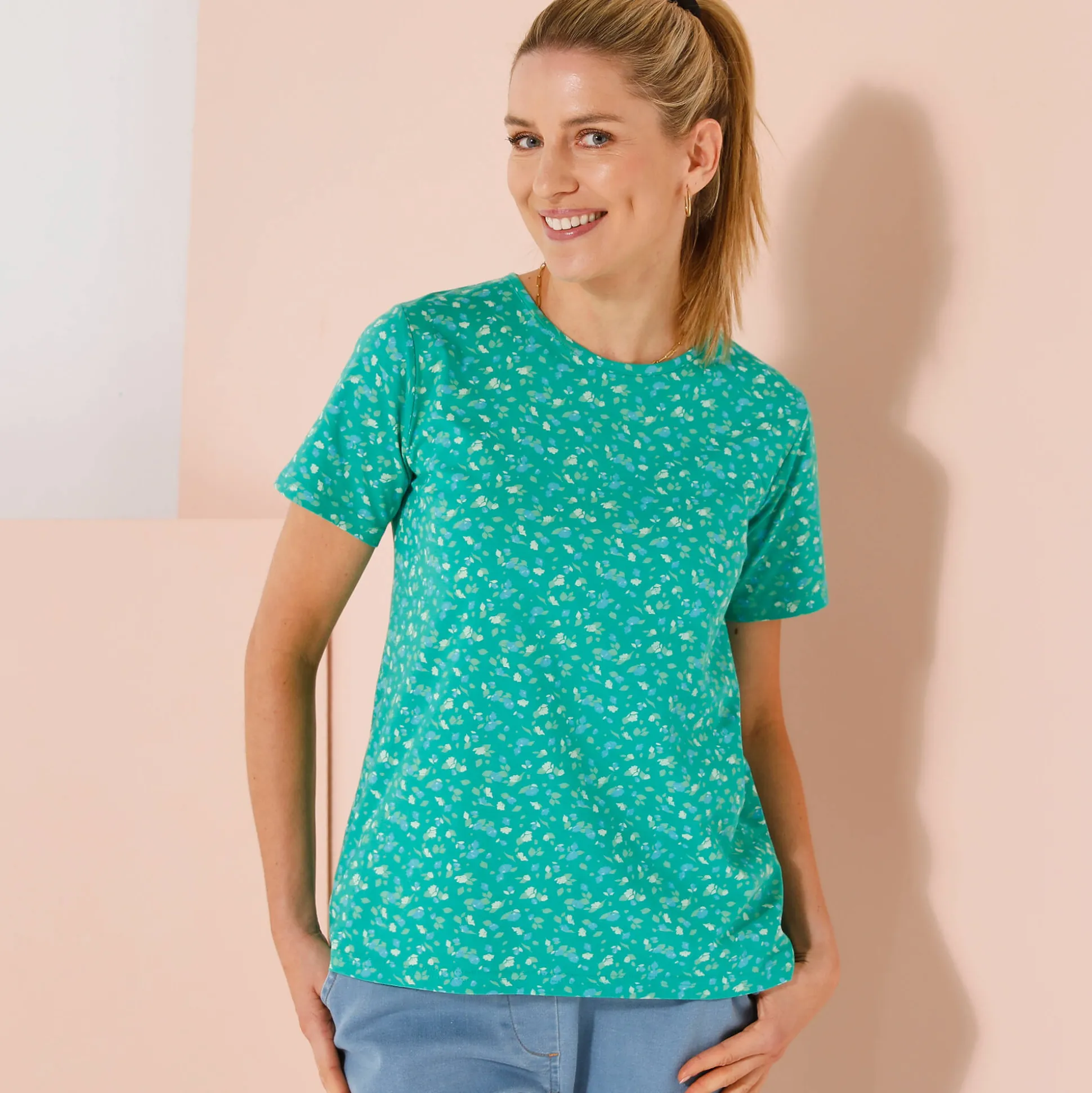 Bedrukt T-shirt met korte mouwen