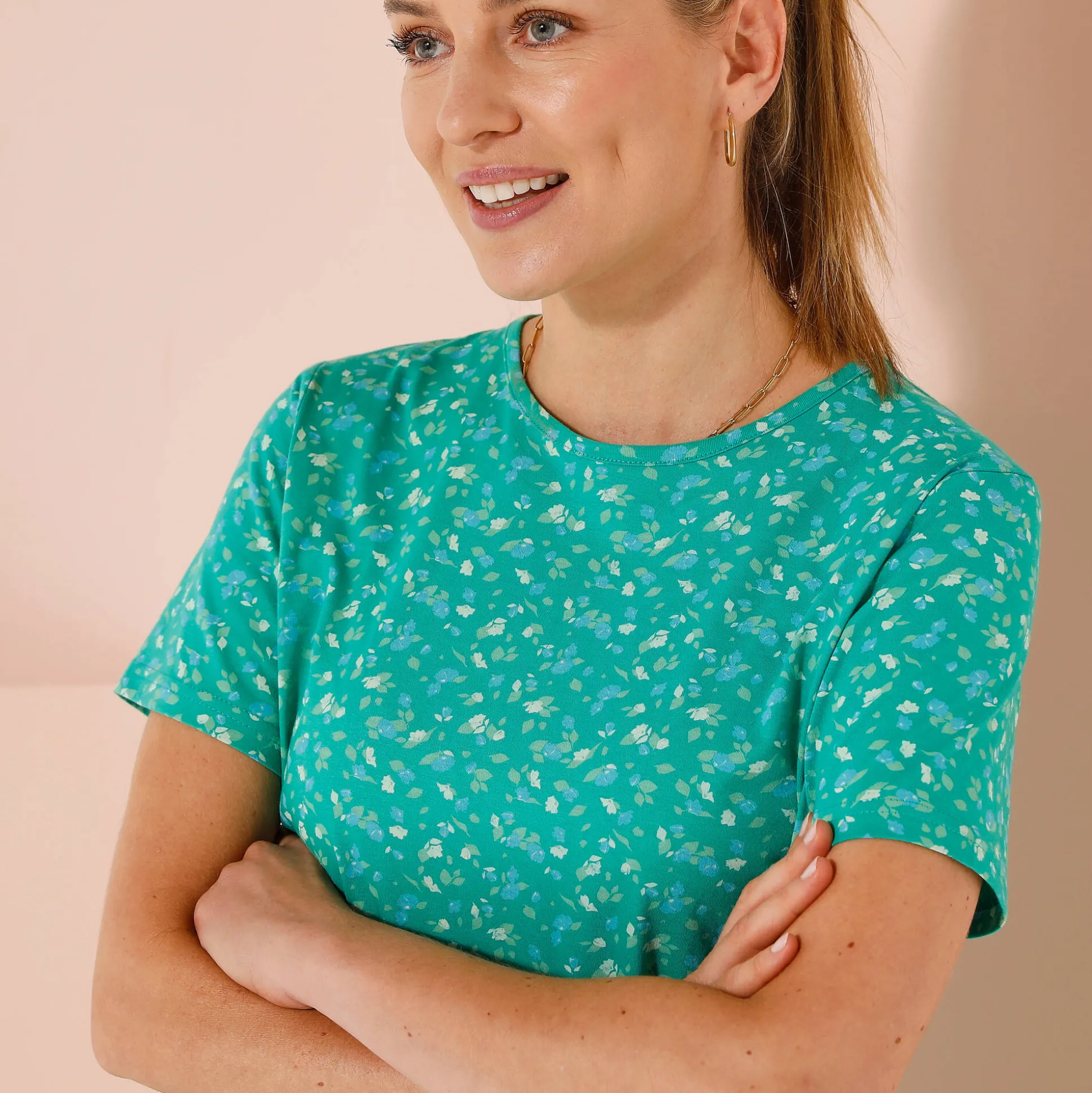 Bedrukt T-shirt met korte mouwen
