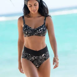 Bedrukte bikinislip Cidra - hoge taille