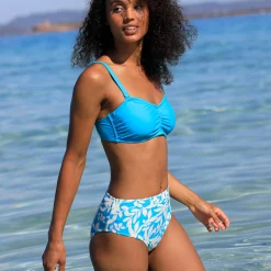 Bedrukte bikinislip met hoge taille Linao