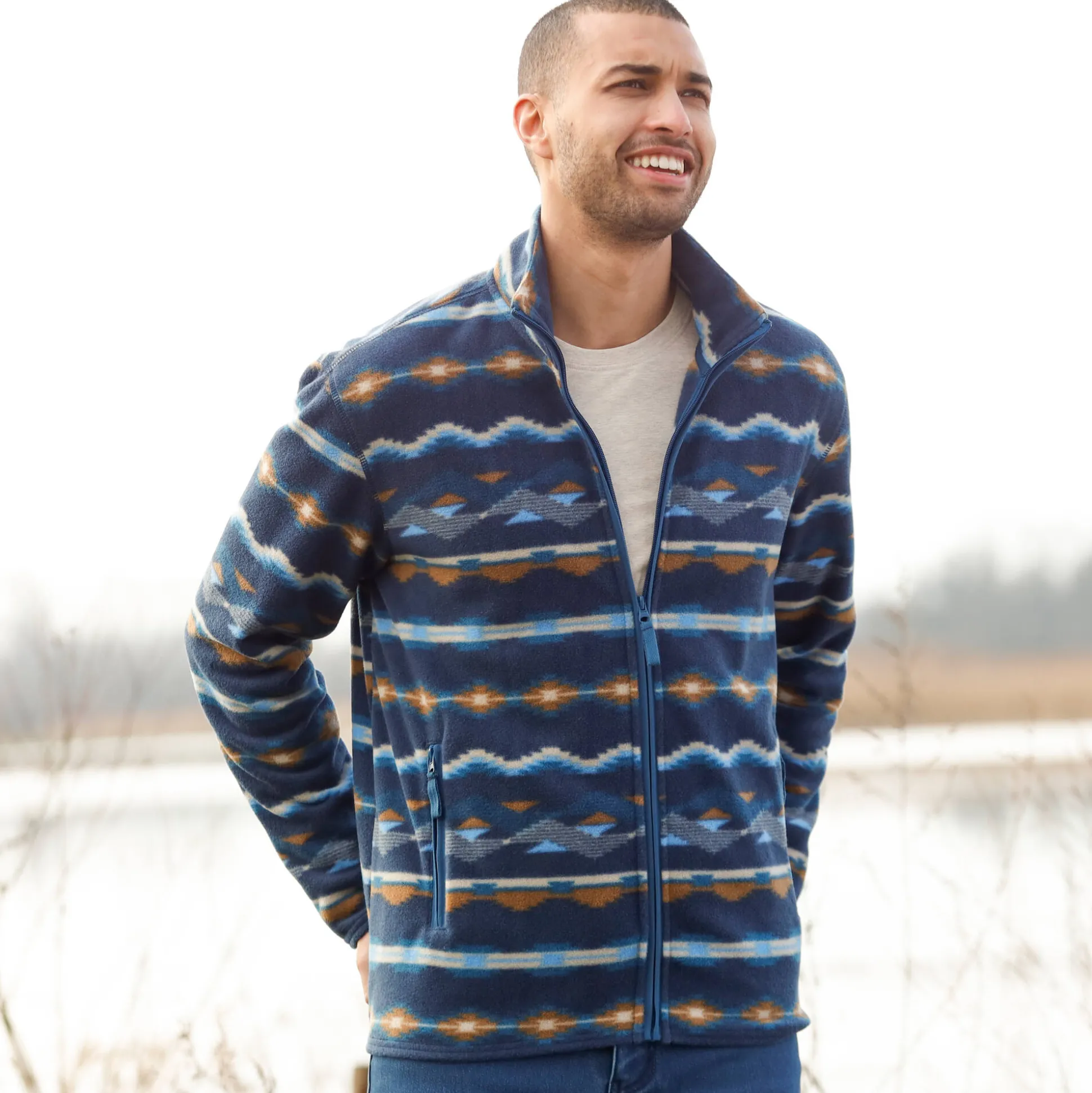 Bedrukte blouson met rits, in microfleece