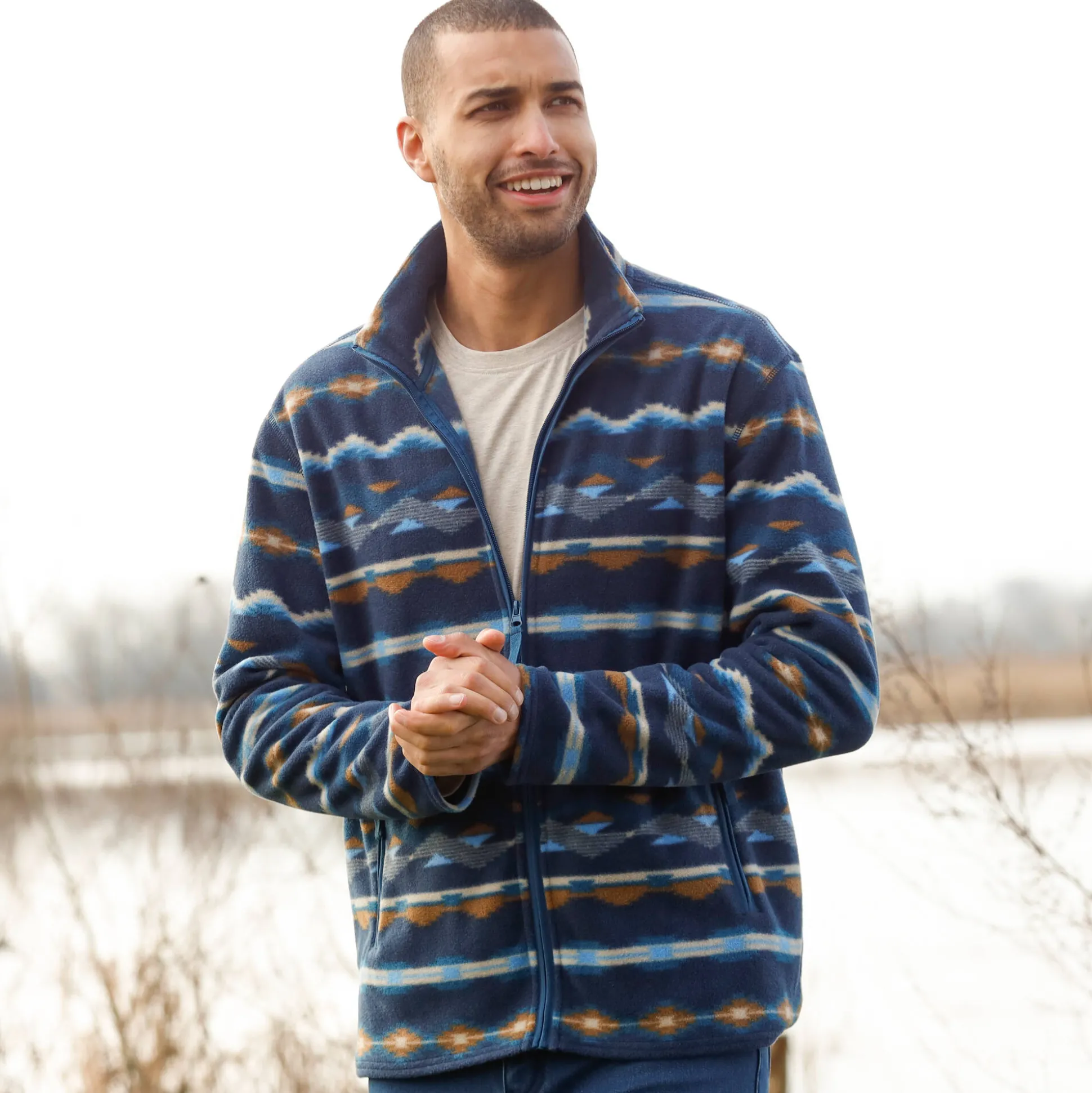 Bedrukte blouson met rits, in microfleece