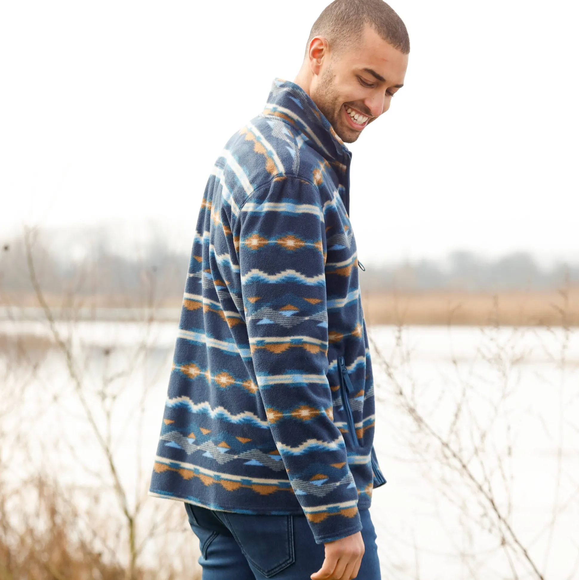 Bedrukte blouson met rits, in microfleece