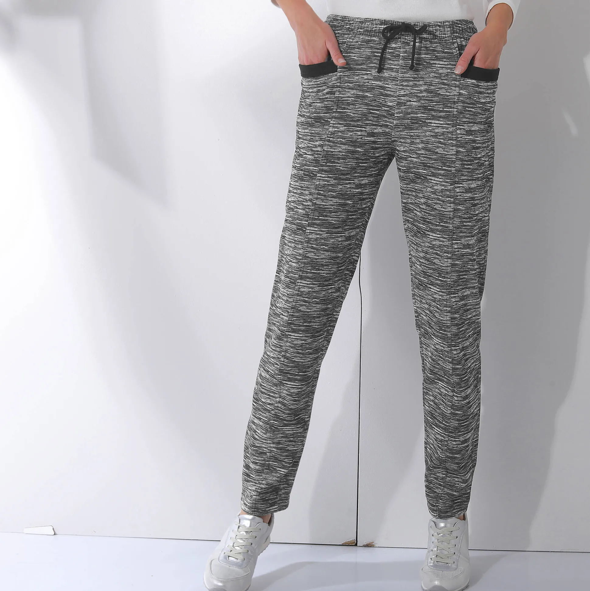 Bedrukte joggingbroek in geruwd molton