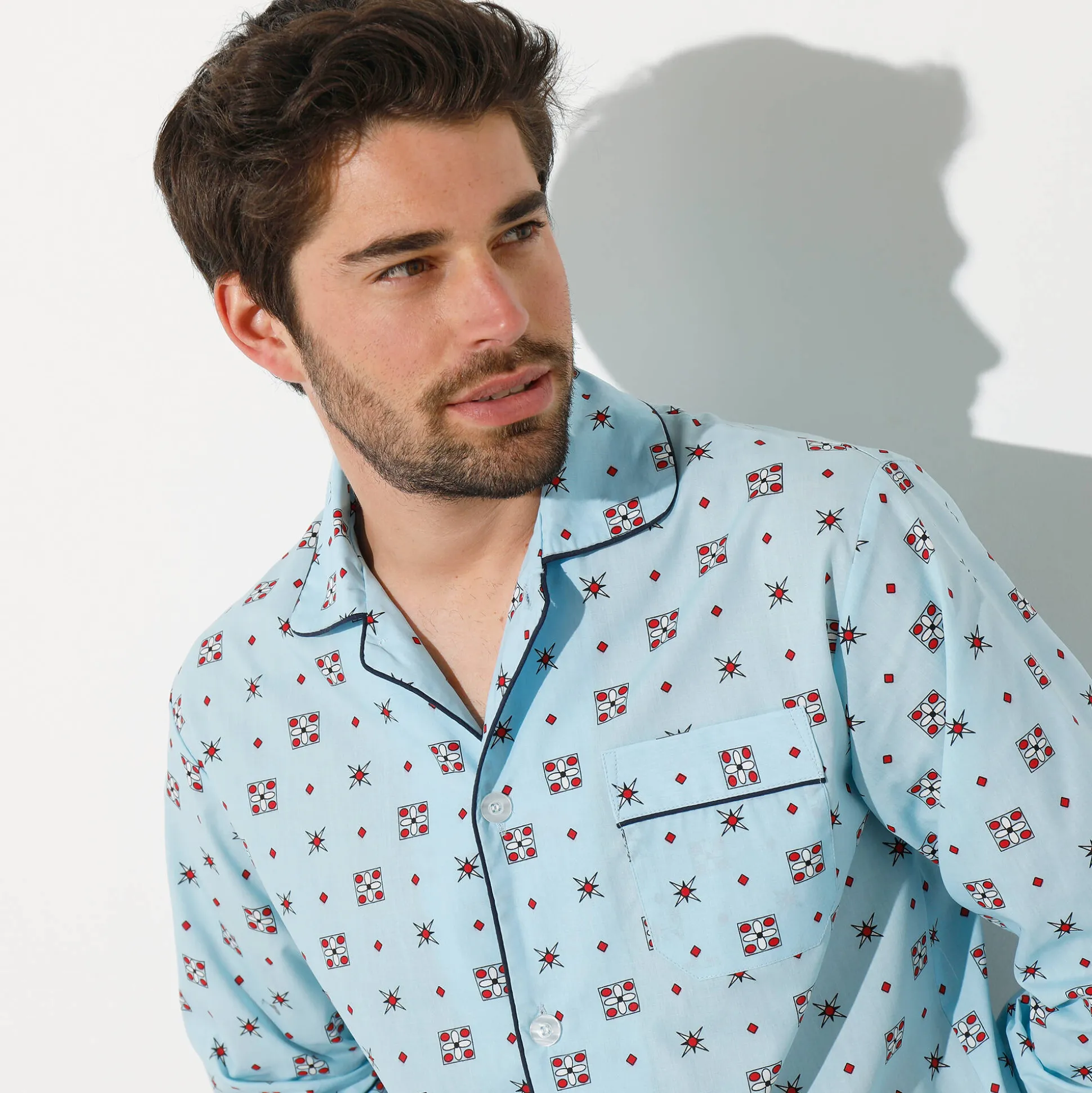 Bedrukte pyjama in popeline van polyester/katoen