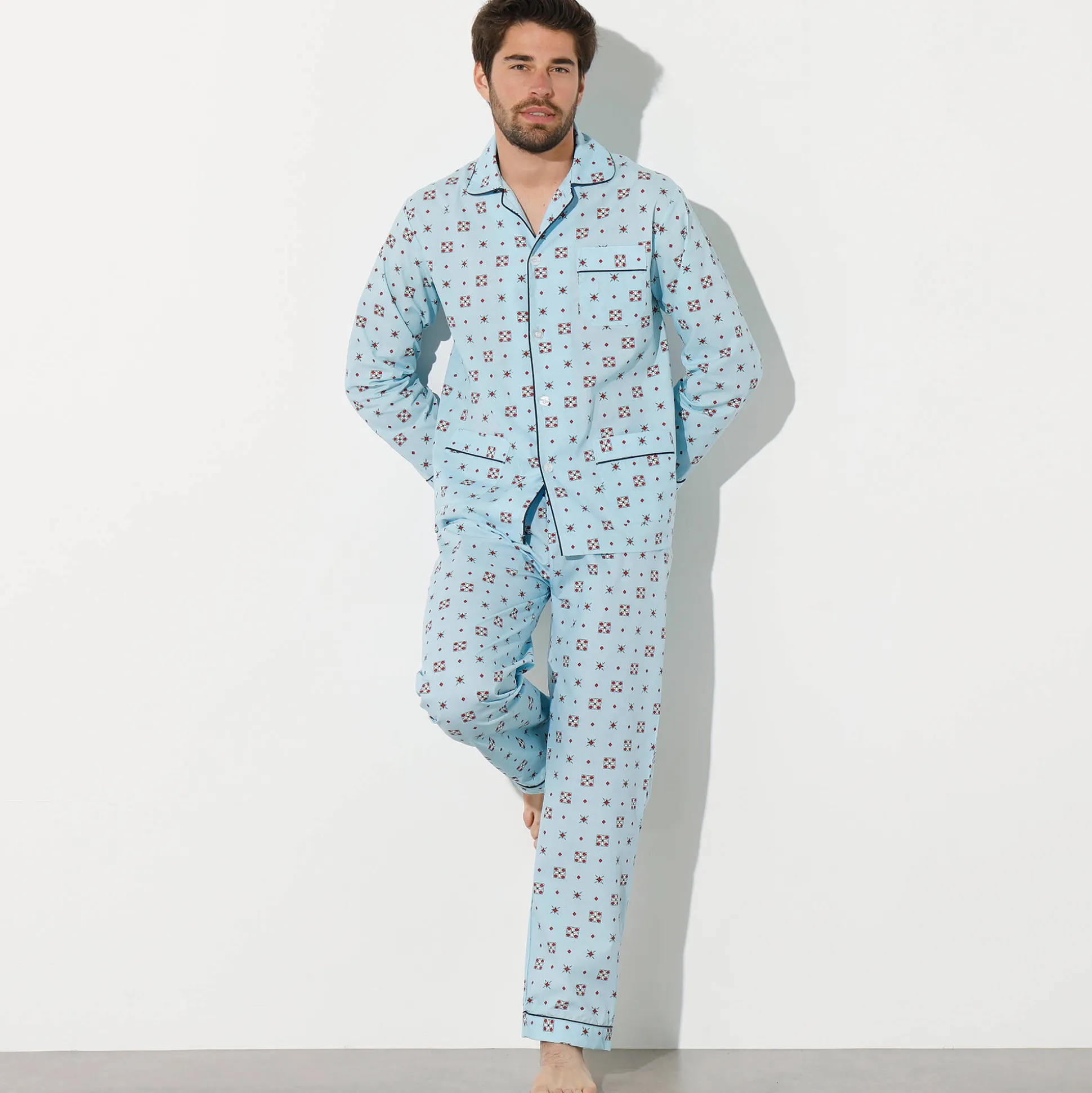 Bedrukte pyjama in popeline van polyester/katoen