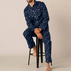 Bedrukte pyjama met knopen, in flanel