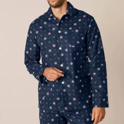 Bedrukte pyjama met knopen, in flanel