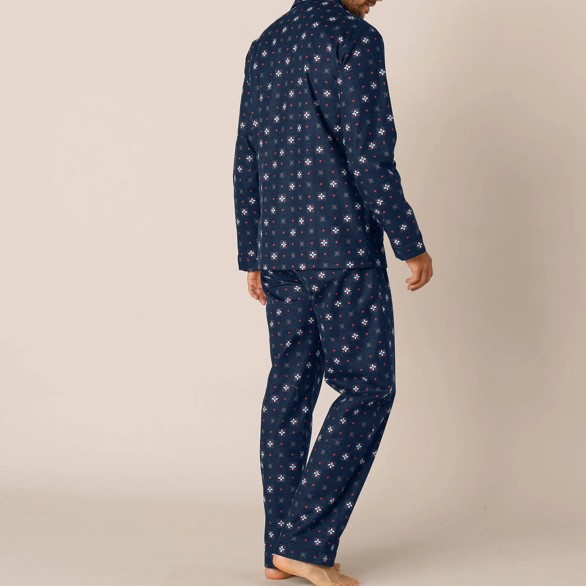 Bedrukte pyjama met knopen, in flanel