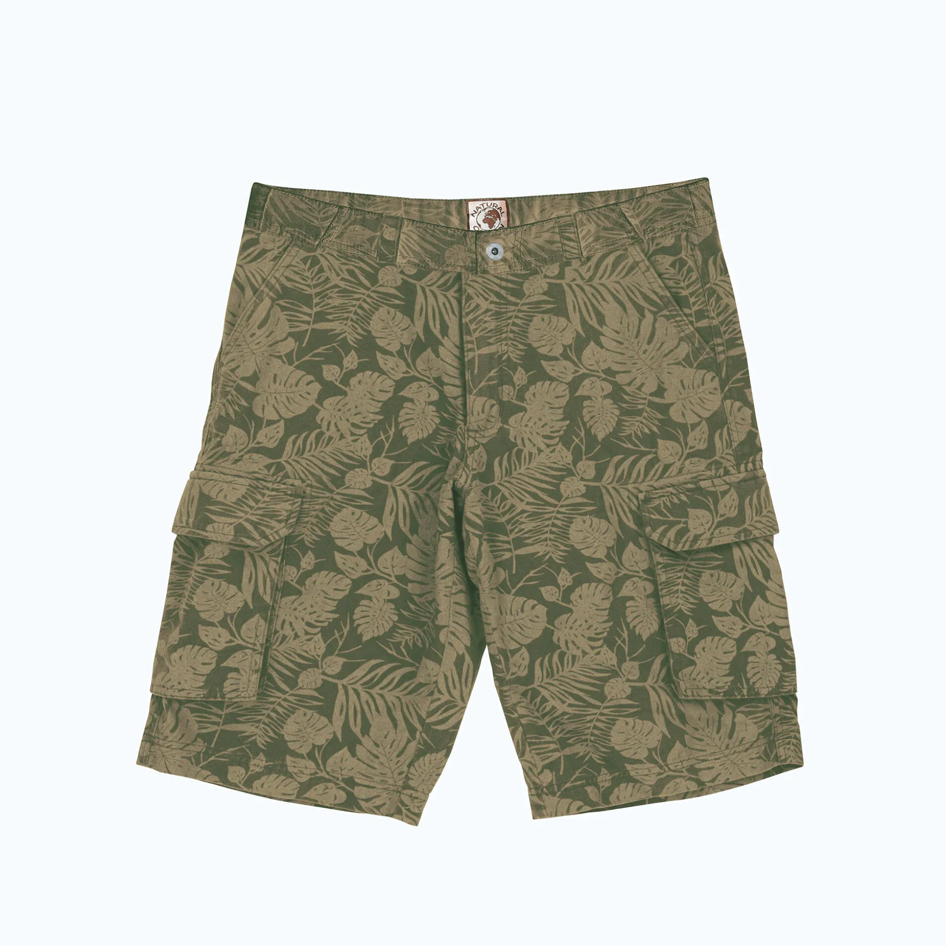 Bermuda in canvas met bladerenprint
