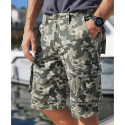 Bermuda in canvas met camouflageprint