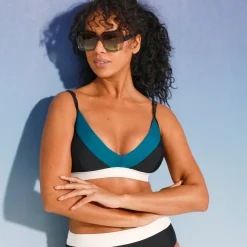 Bikinibeha met colorblock - vaste cups