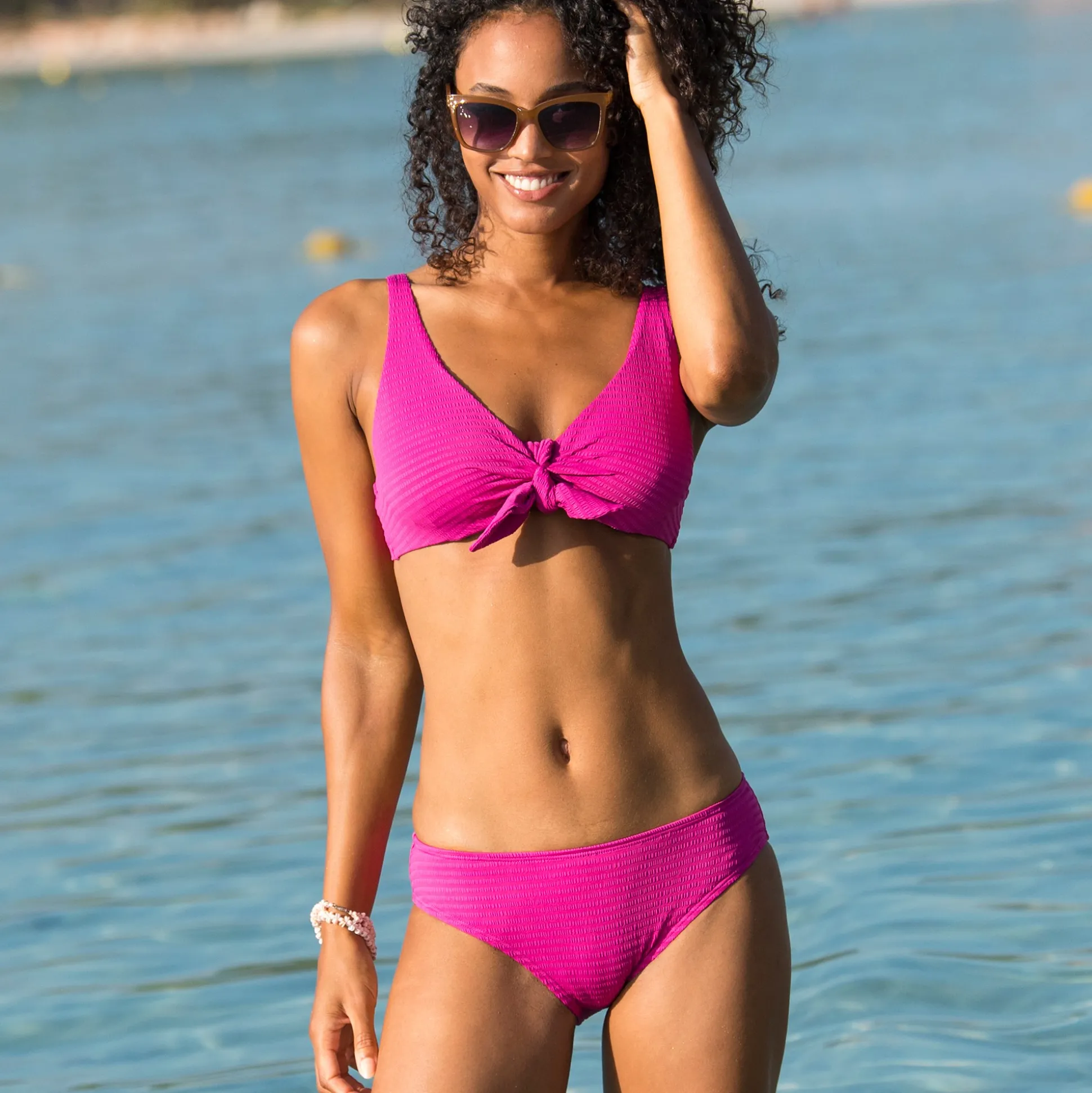 Bikinislip van gewafeld tricot in midimodel Ampoza