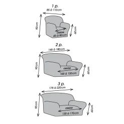 Bi-rekbare, grafische hoes in gewafelde microvezel voor fauteuil en zetel