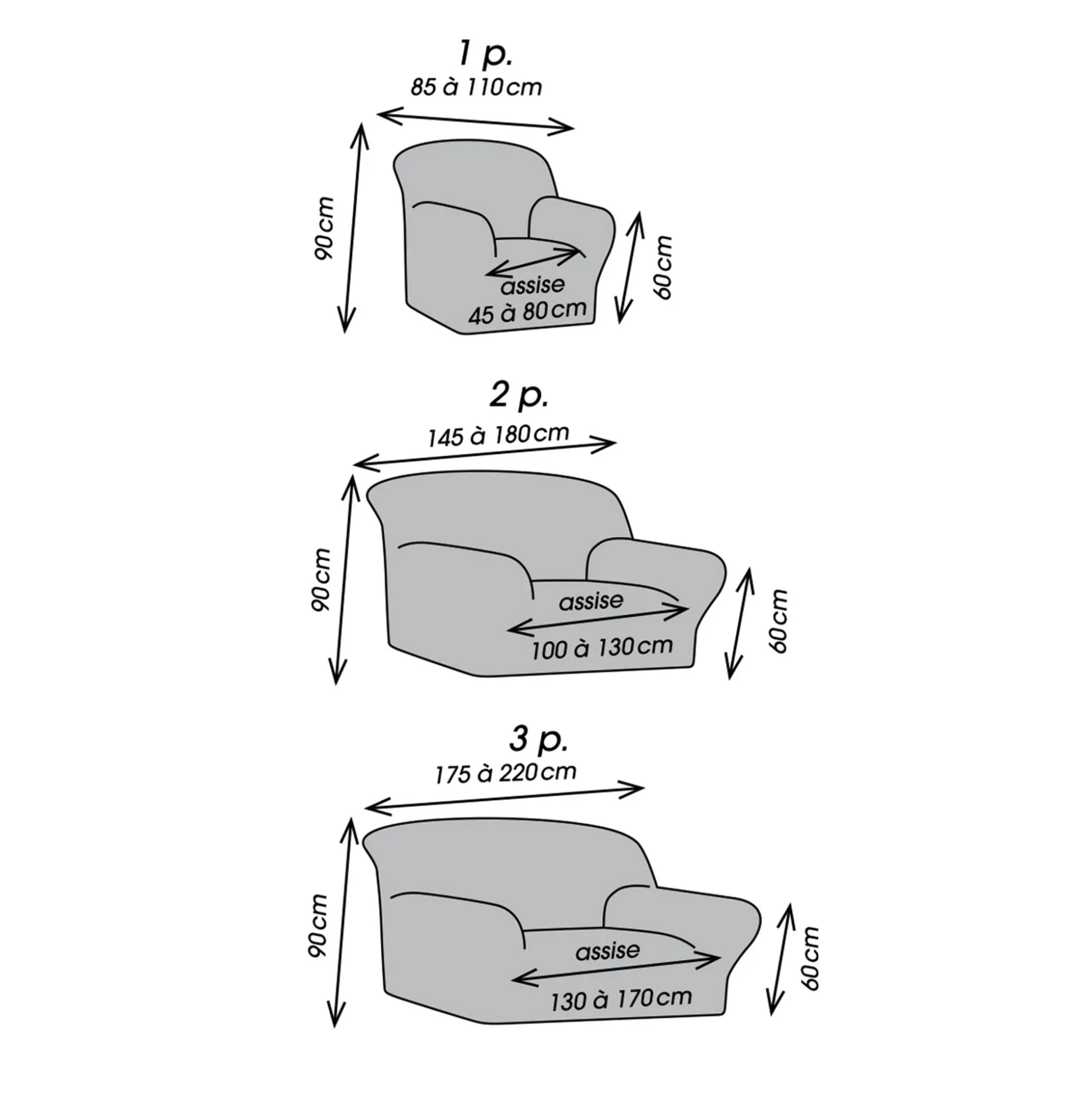 Bi-rekbare, grafische hoes in gewafelde microvezel voor fauteuil en zetel