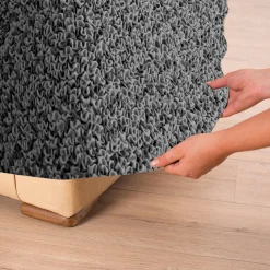 Bi-rekbare hoes in microvezel, effen faux-uni effect voor fauteuil en zitbank