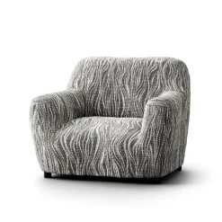 Bi-rekbare hoes in microvezel met golvenmotief, voor fauteuil en zitbank