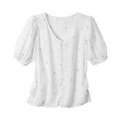 Bloes in crepon met goudkleurige print