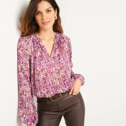 Bloes in voile met vlekkenprint