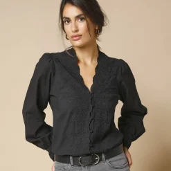 Bloes met broderie anglaise, katoen