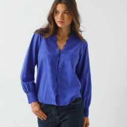 Bloes met broderie anglaise, katoen