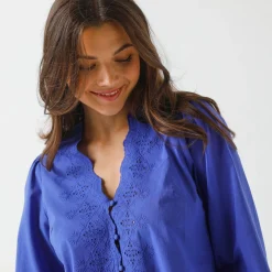 Bloes met broderie anglaise, katoen
