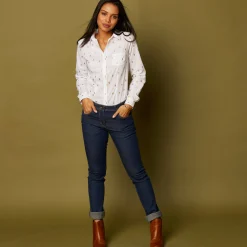 Bloes met goudkleurige print