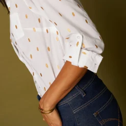 Bloes met goudkleurige print