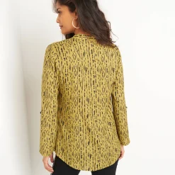 Bloes met grafische print en Tunesische hals, crêpe