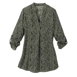 Bloes met grafische print en Tunesische hals, crêpe