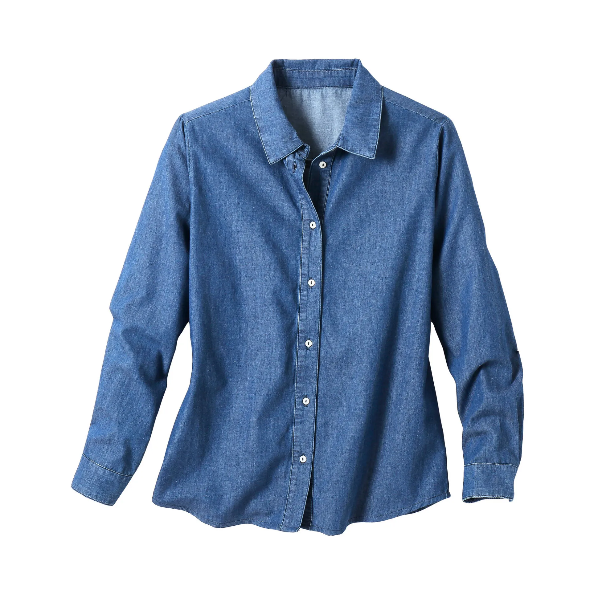 Bloes met knoopsluiting in lichte jeans