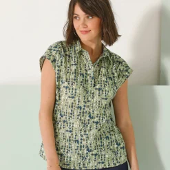 Bloes met korte mouwen en omslag, minimalistische print
