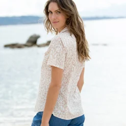 Bloes met korte mouwen en tweekleurige print