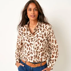 Bloes met luipaardprint, lange mouwen