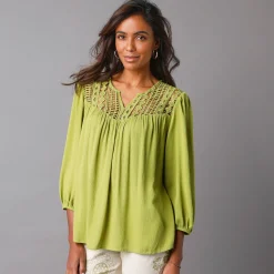 Bloes met macramé en 3/4-mouwen