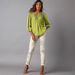 Bloes met macramé en 3/4-mouwen