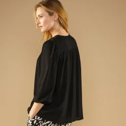 Bloes met macramé en 3/4-mouwen