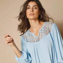 Bloes met macramé en 3/4-mouwen