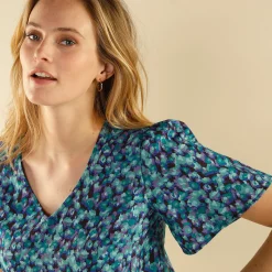 Bloes met minimalistische print en korte mouwen